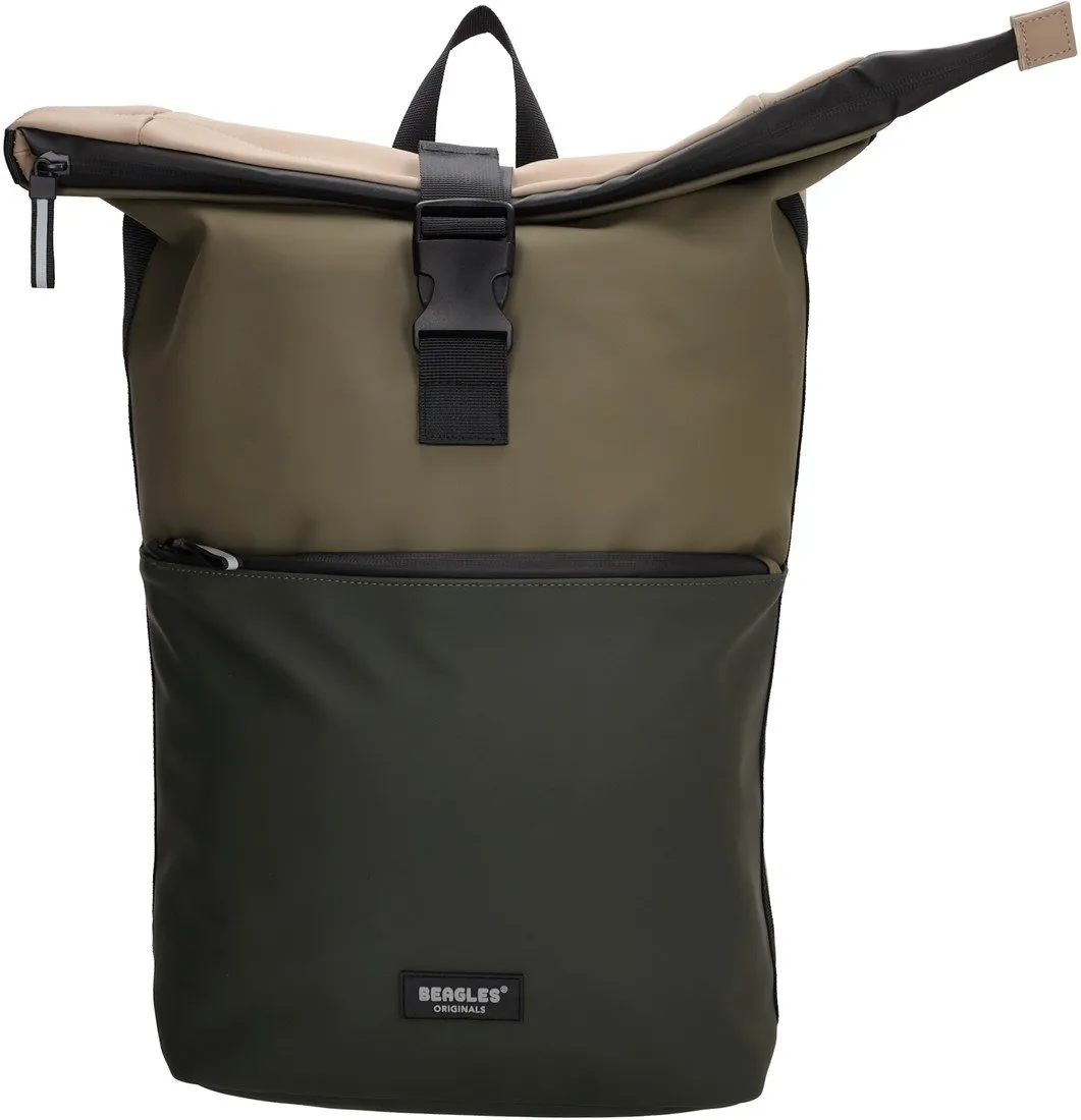 BEAGLES ORIGINALS MULTICOLOR ORIGINALS ROLLTOP LAPTOPRUGZAK  15,6 INCH  OLIJFGROEN