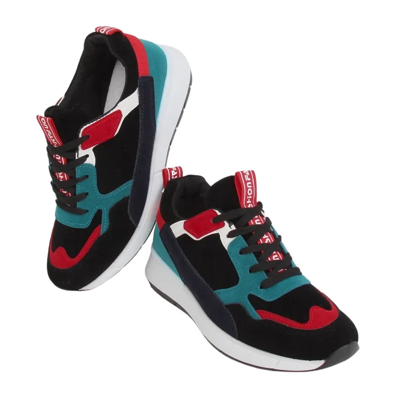 C9212 Negro suède sportschoenen veelkleurig