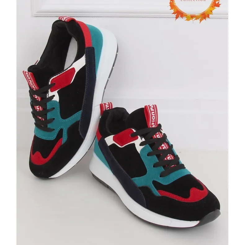 C9212 Negro suède sportschoenen veelkleurig