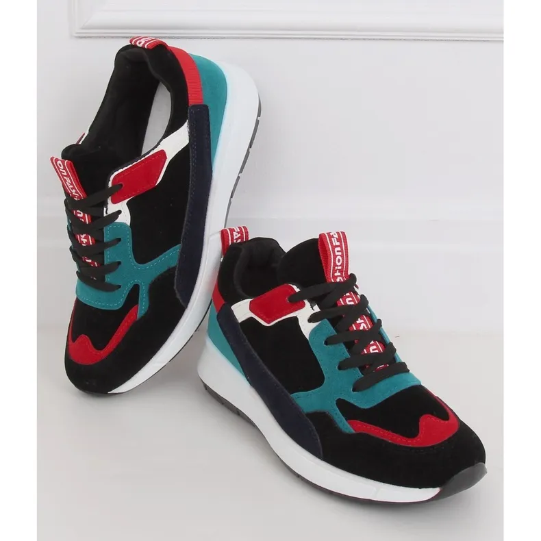 C9212 Negro suède sportschoenen veelkleurig