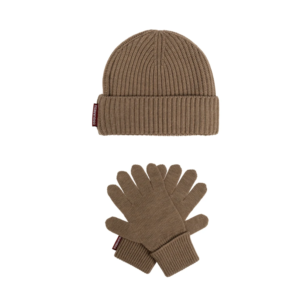 Dsquared2 Set: Hoed en Handschoenen Beige Dames