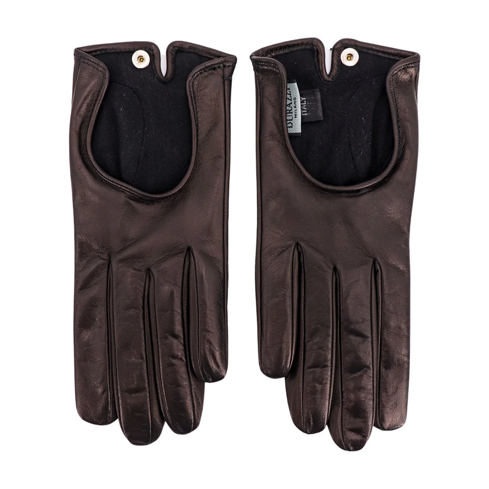 Durazzi Milano Zwarte Leren Handschoenen Aw23 Multicolor Dames