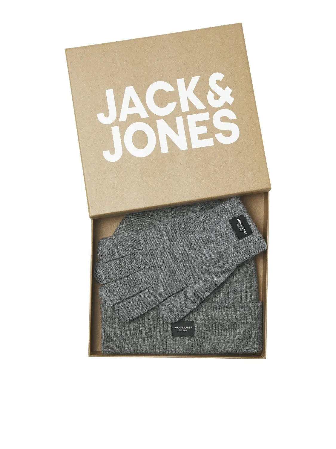 Jack & Jones Heren Giftbox Muts + Handschoenen Grijs