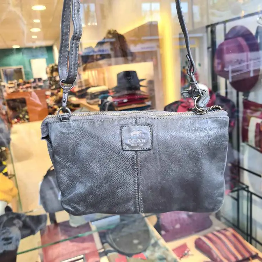 Leren clutch grijs met veel vakjes Bear Design