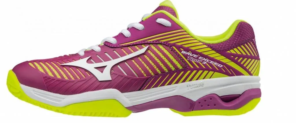 Mizuno Wave Exceed Tour 3CC paars geel tennisschoenen dames