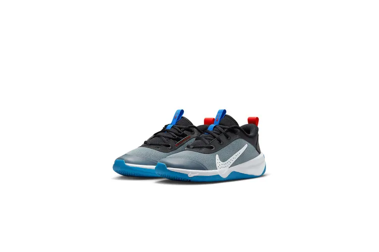 NIKE OMNI MULTICOURT TENNISSCHOENEN COOL GREY/ZWART/LIGHT CRIMSON/PHOTO BLUE KIDS