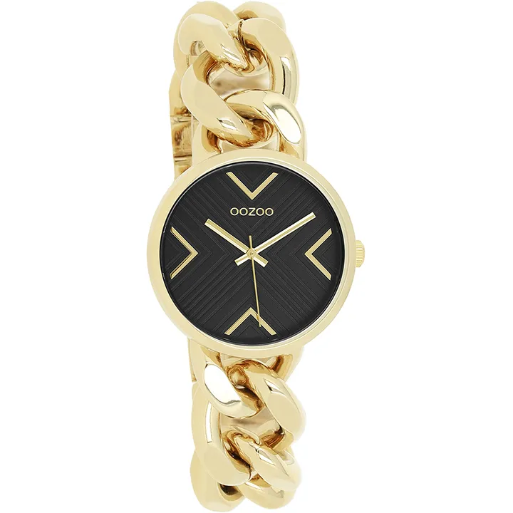OOZOO Horloge met Schakelarmband Goud/Zwart | C11128