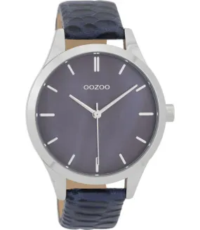 OOZOO Timepieces Horloge Croco Donker Blauw | C9721