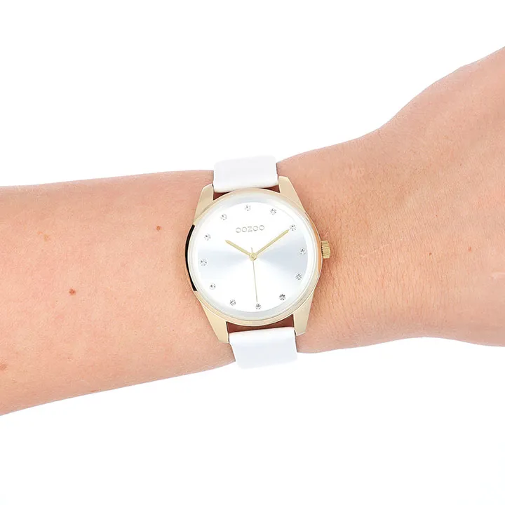 OOZOO Timepieces Horloge Wit/Goud | C11159