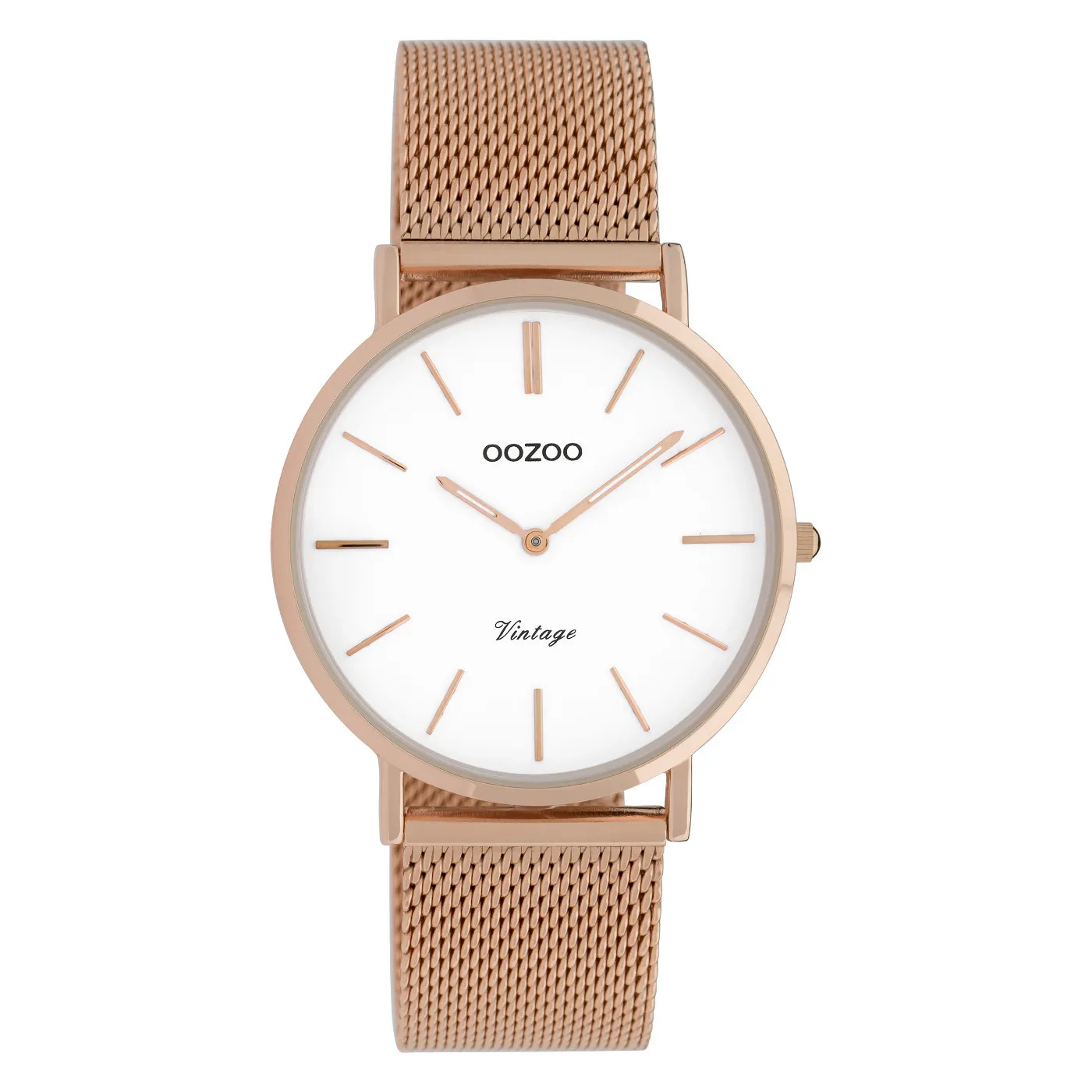 OOZOO Vintage horloge C9918 Rose Gold Plated/White