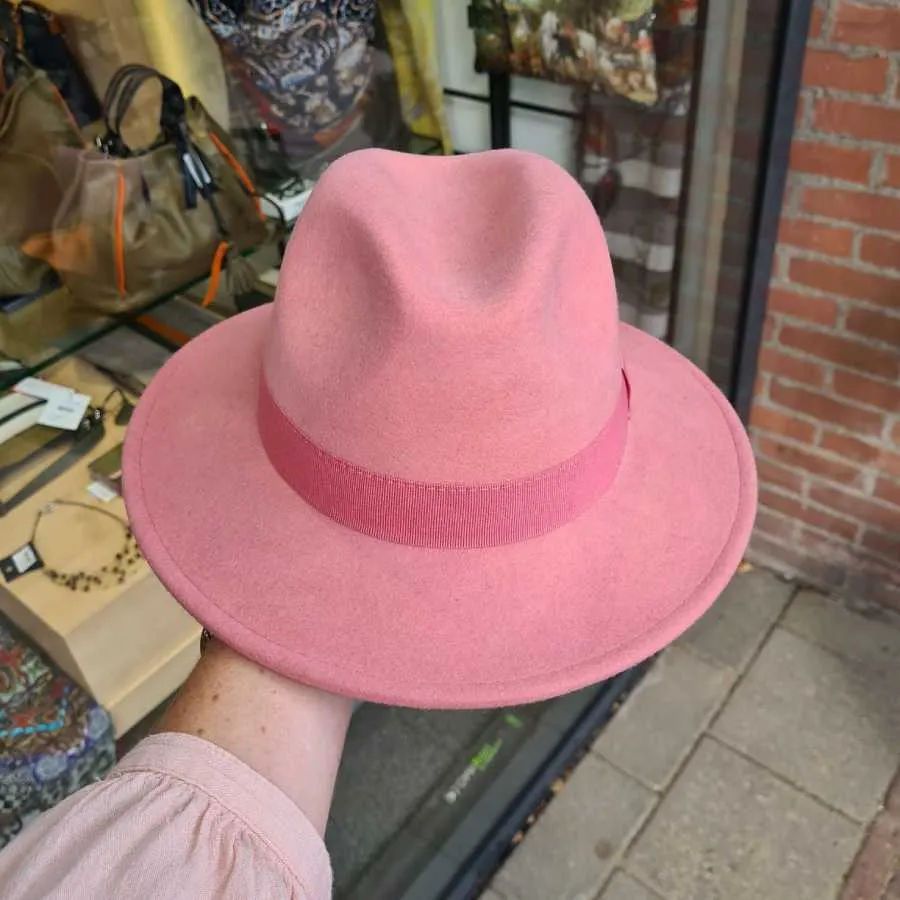 Roze wollen hoed Waterproof en Crushable