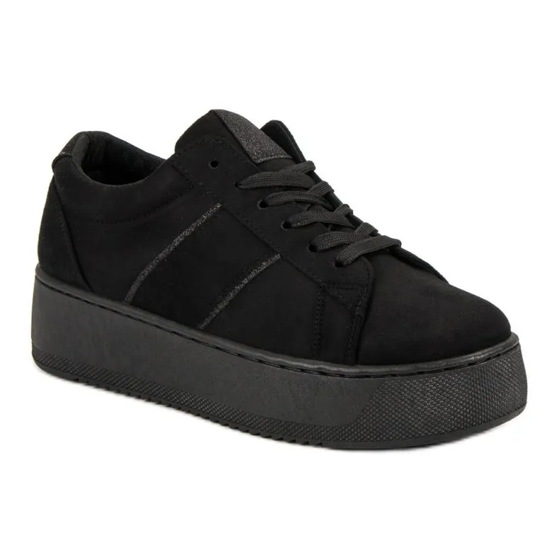 Suède sportschoenen zwart