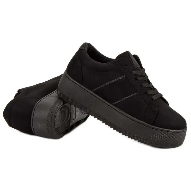 Suède sportschoenen zwart