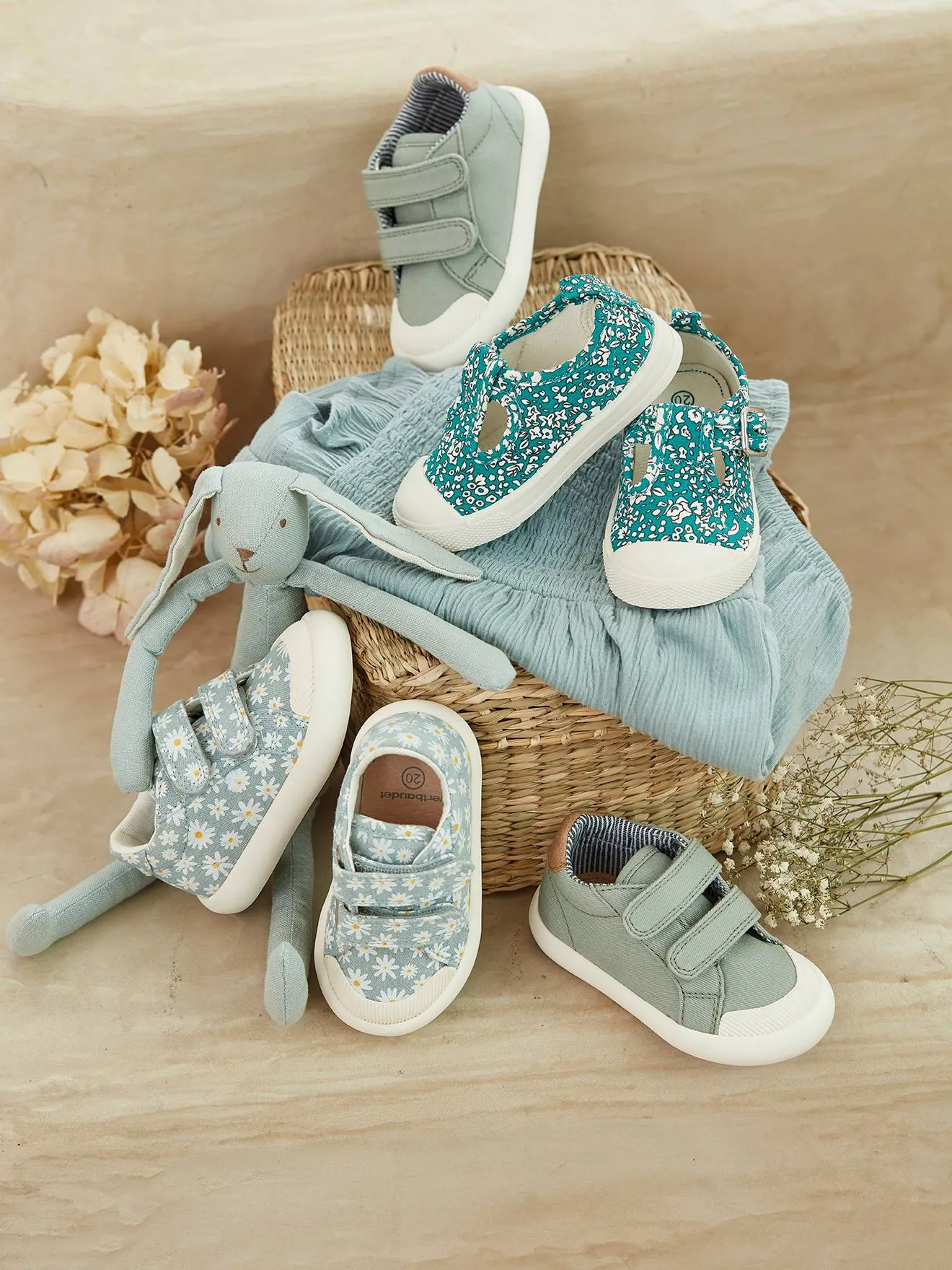 VERTBAUDET  STOFFEN TENNISSCHOENEN MET KLITTENBAND VOOR BABYMEISJES  ROZE, BEDRUKT